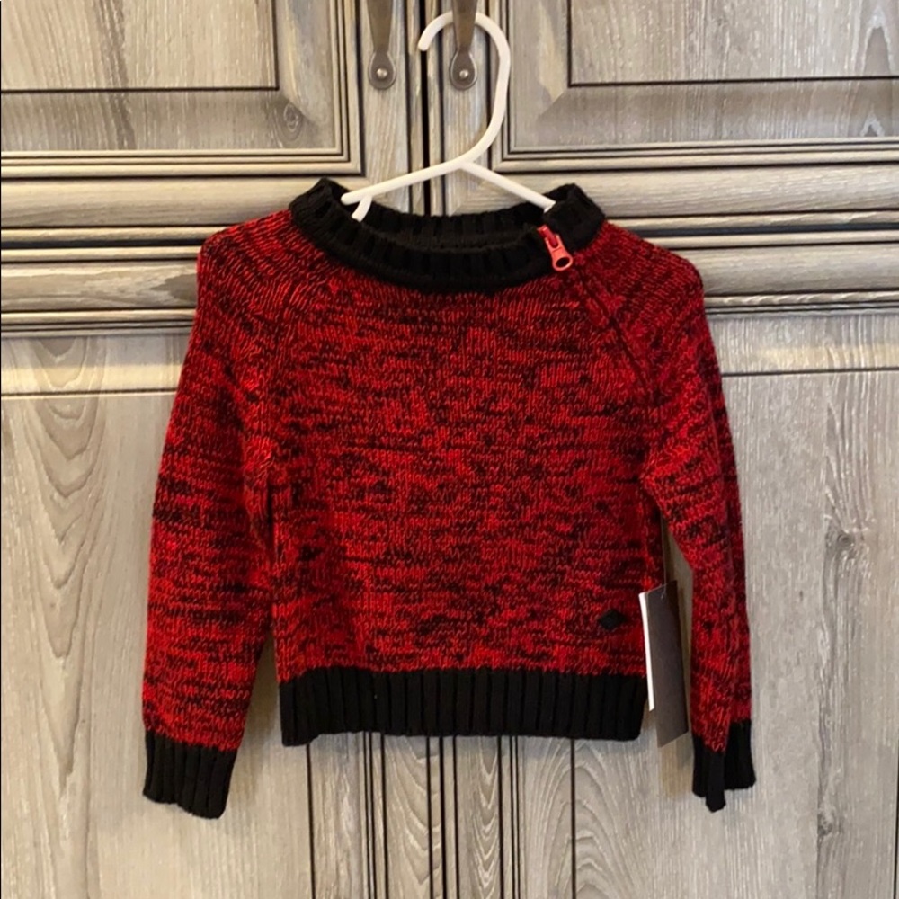 Buffalo Red and black sweater with zipper neck 12M
